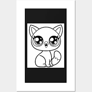 Cute Kitten With Big Eyes Posters and Art